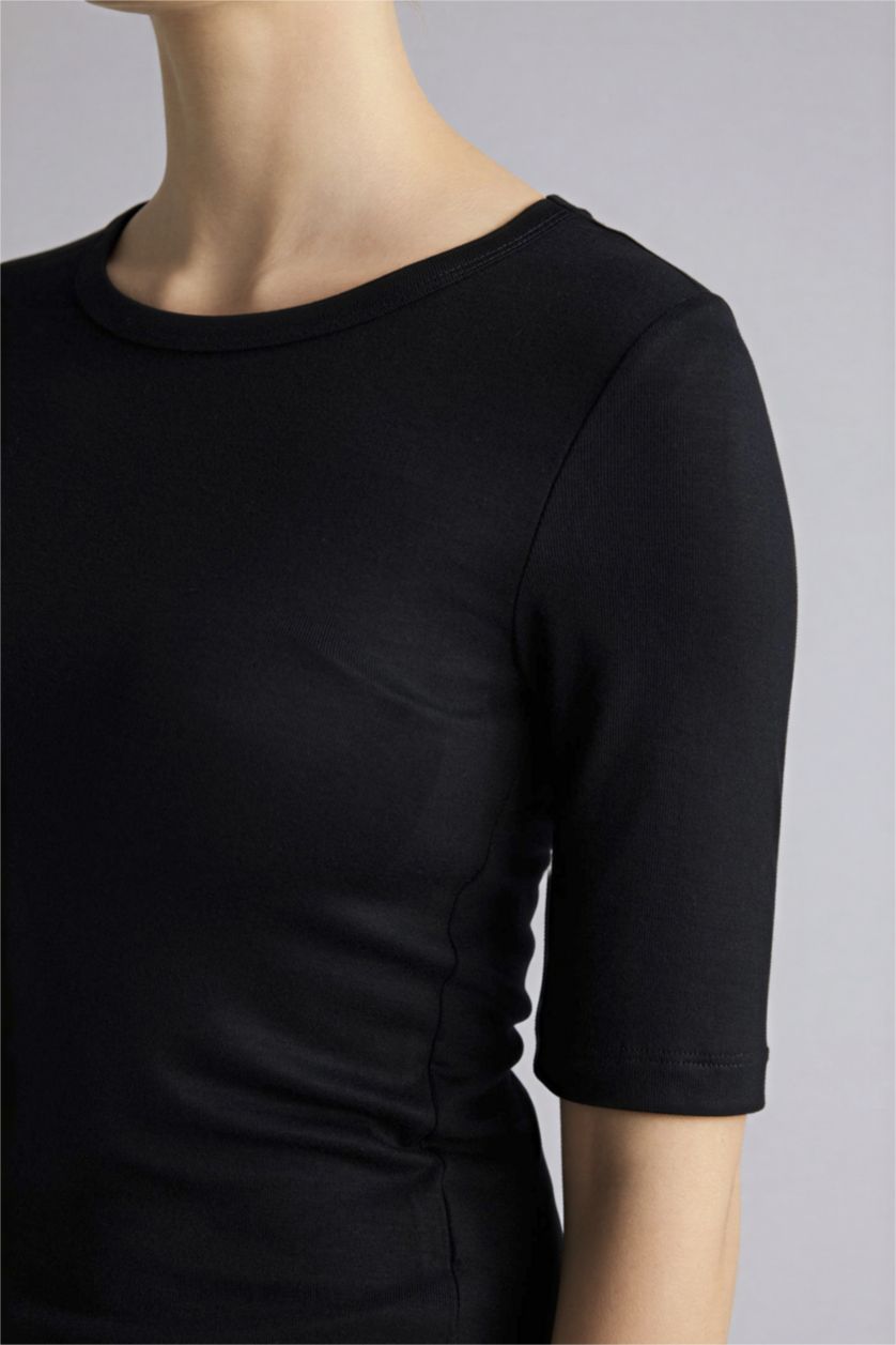 WOMAN Black Slim Fit Basic T-Shirt