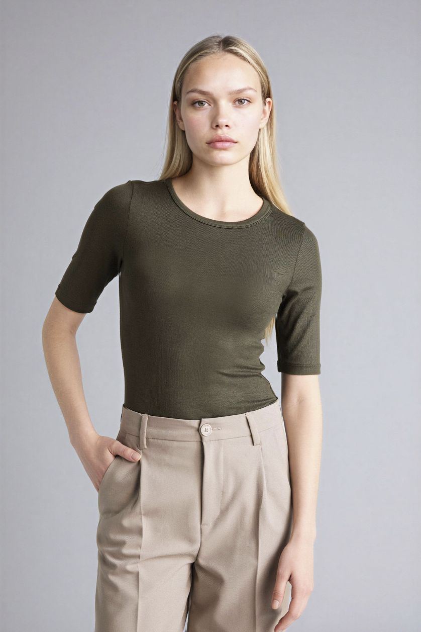 WOMAN Dark Khaki Woman Short Sleeve T-Shirt