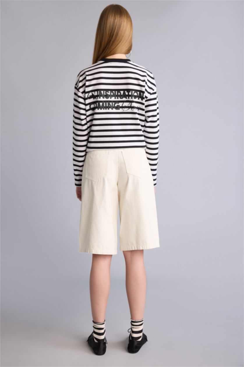 Әйелдерге экру Орташа белді тік балақ габардин бермуд