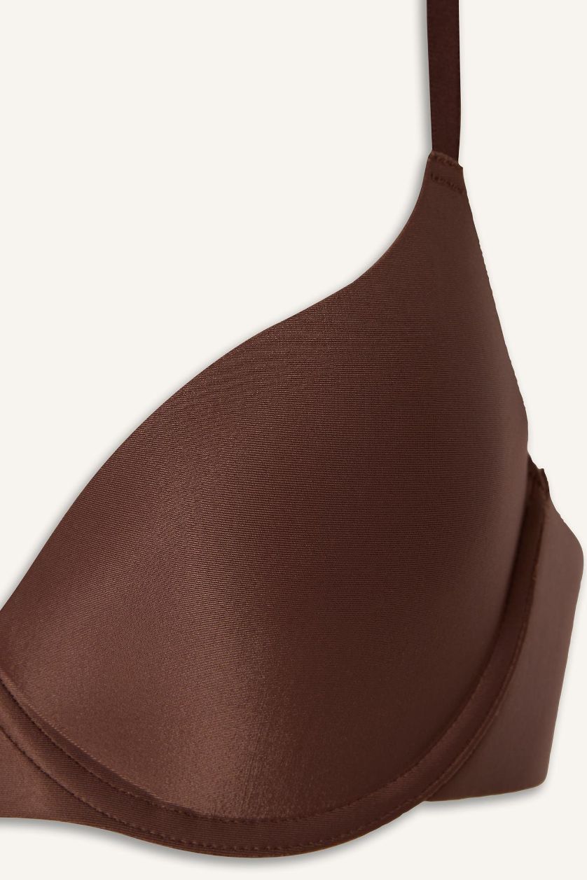 Woman Light Brown Micro Coated Padded Underwired T-Shirt Bra
