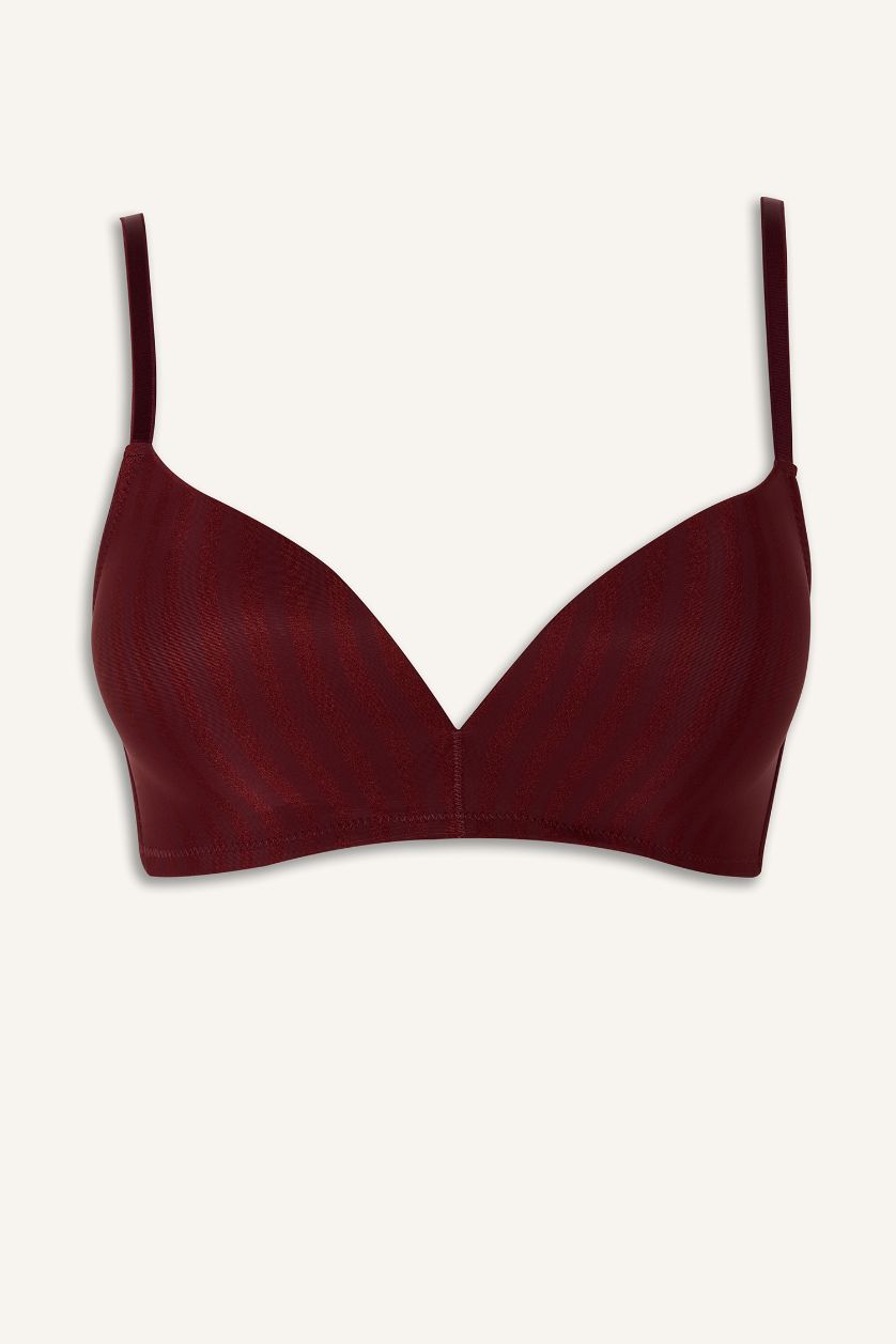 Kadın Bordo Micro Kaplı Pedli Balensiz Tişört Bra