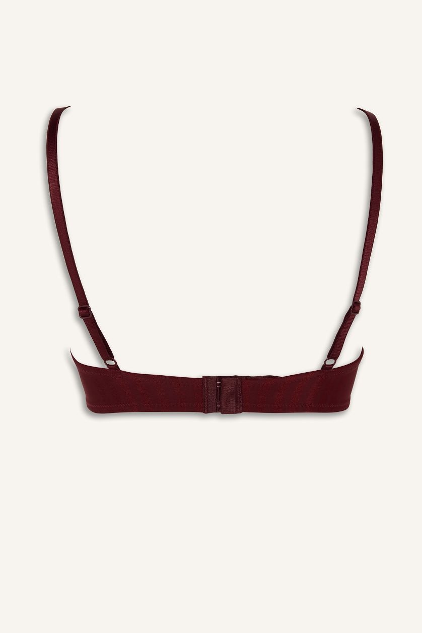 Kadın Bordo Micro Kaplı Pedli Balensiz Tişört Bra