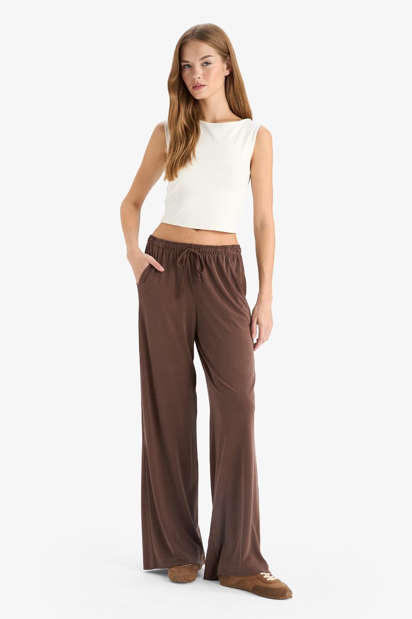 WOMAN Light Brown Straight Fit modal Trousers