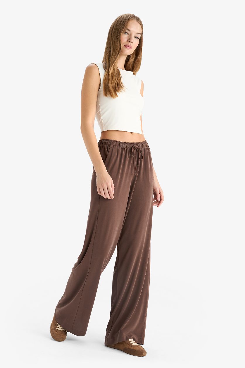 WOMAN Light Brown Straight Fit modal Trousers