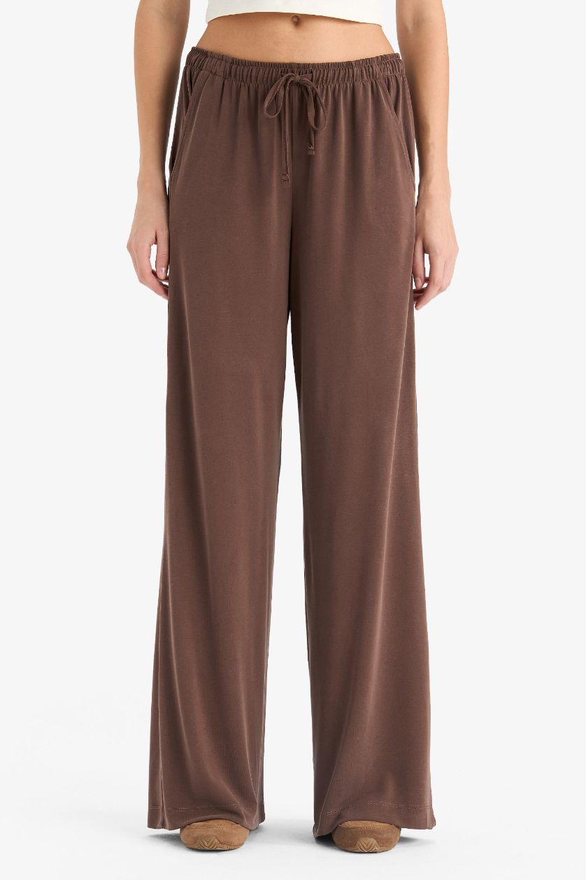 WOMAN Light Brown Straight Fit modal Trousers