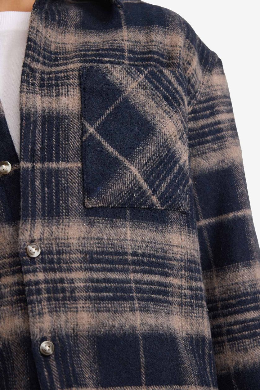 Erkek Çocuk - Genç Erkek İndigo Erkek Çocuk Ekose Desenli Flanel Uzun Kollu Gömlek