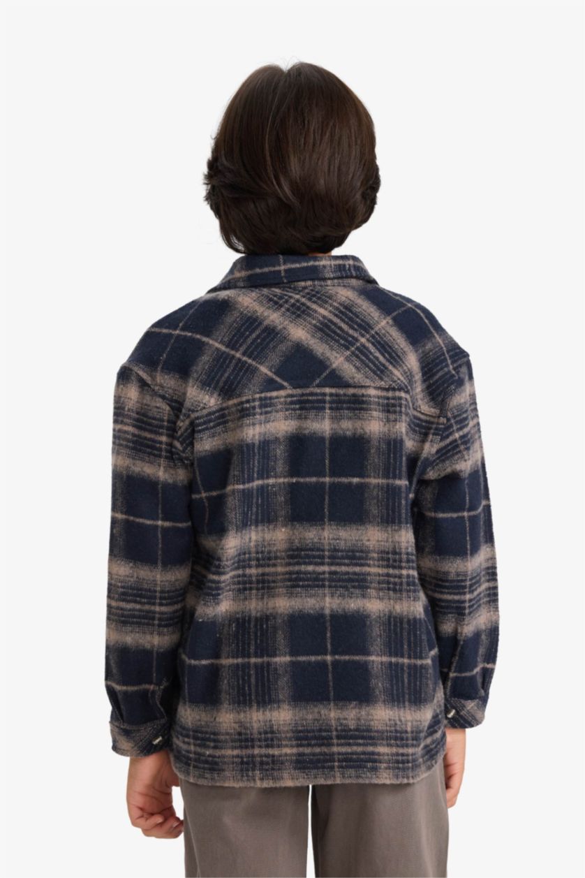 Erkek Çocuk - Genç Erkek İndigo Erkek Çocuk Ekose Desenli Flanel Uzun Kollu Gömlek