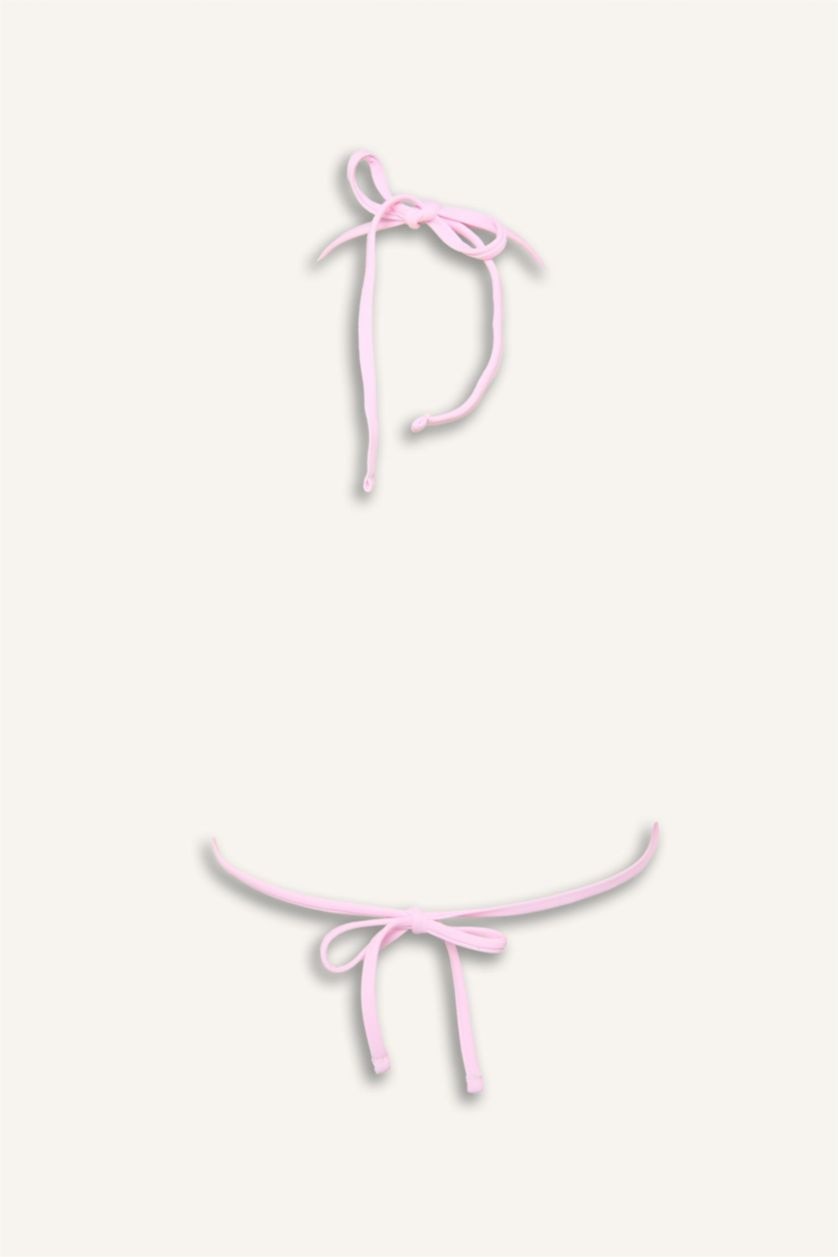 Kadın Pembe Regular Fit Çiçek Desenli Bikini Üstü