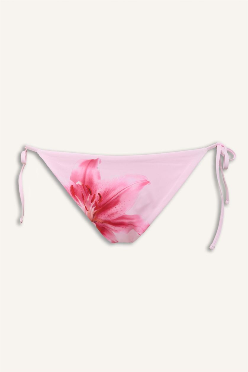Kadın Pembe Regular Fit Çiçek Desenli Bikini Alt