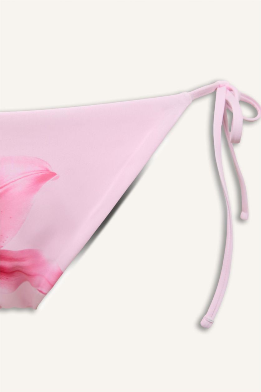 Kadın Pembe Regular Fit Çiçek Desenli Bikini Alt