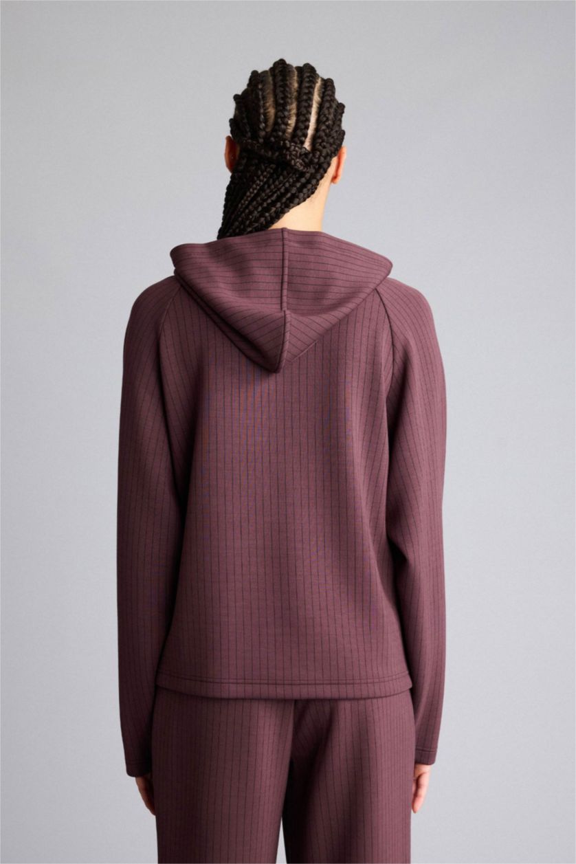 WOMAN Brown Standard Fit Hooded Modal Sports Sweatshirt