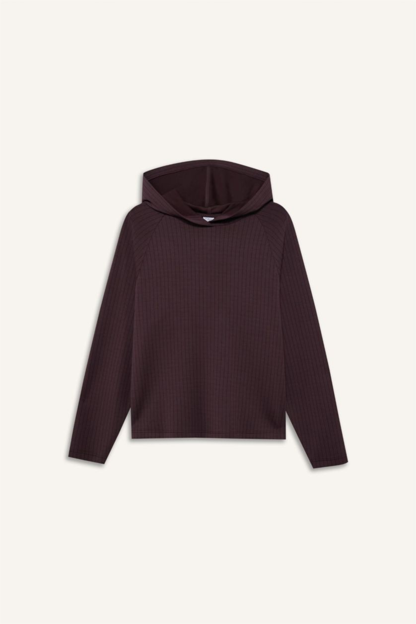 WOMAN Brown Standard Fit Hooded Modal Sports Sweatshirt