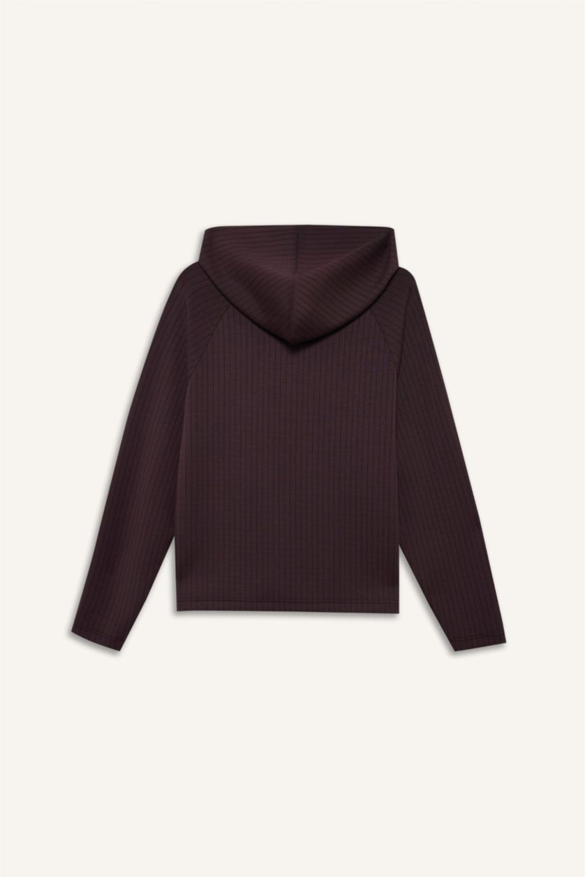 WOMAN Brown Standard Fit Hooded Modal Sports Sweatshirt