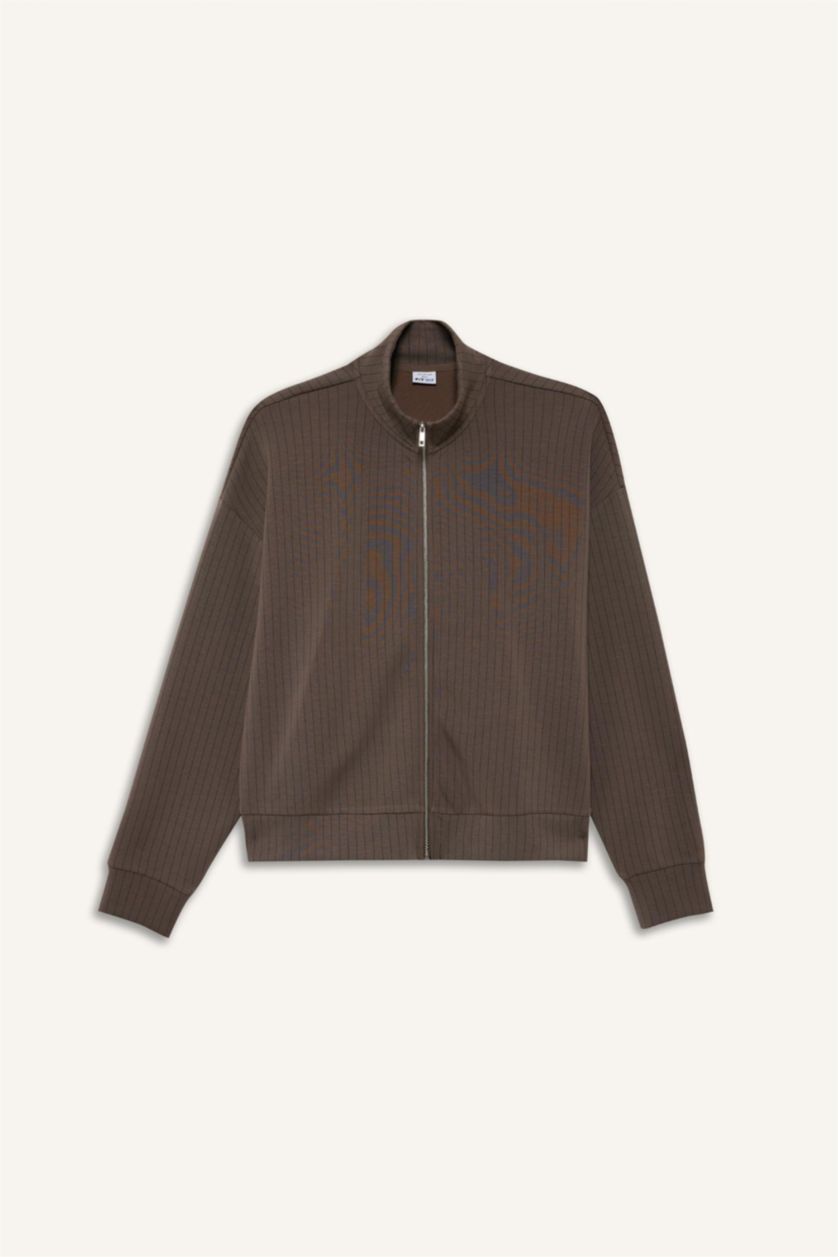 Женщины Светло коричневый Кардиган оверсайз из модала с воротником-стойкой