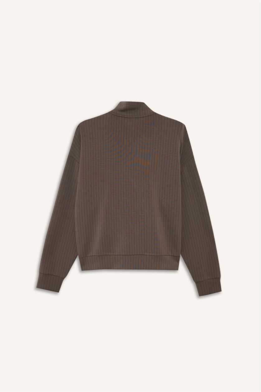 Женщины Светло коричневый Кардиган оверсайз из модала с воротником-стойкой