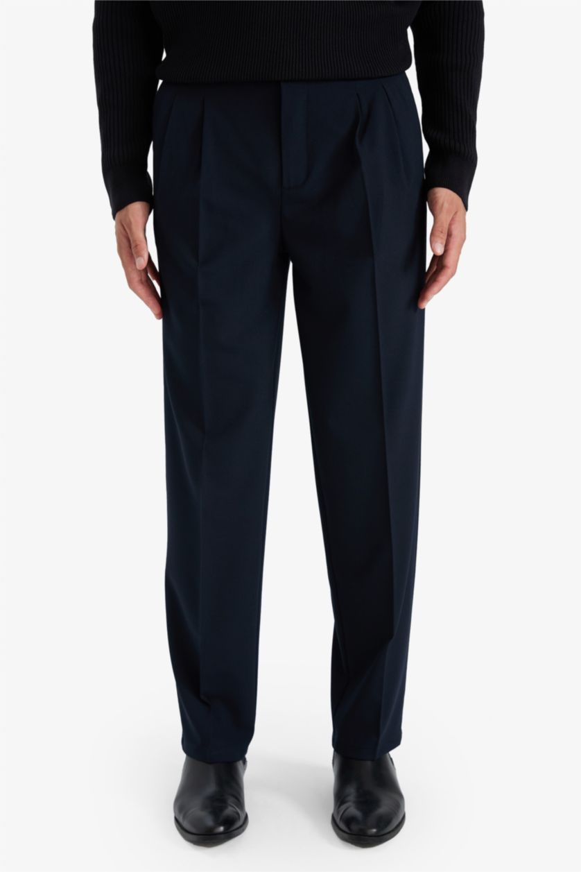 Erkek Lacivert Düz Paça Cepli Pantolon