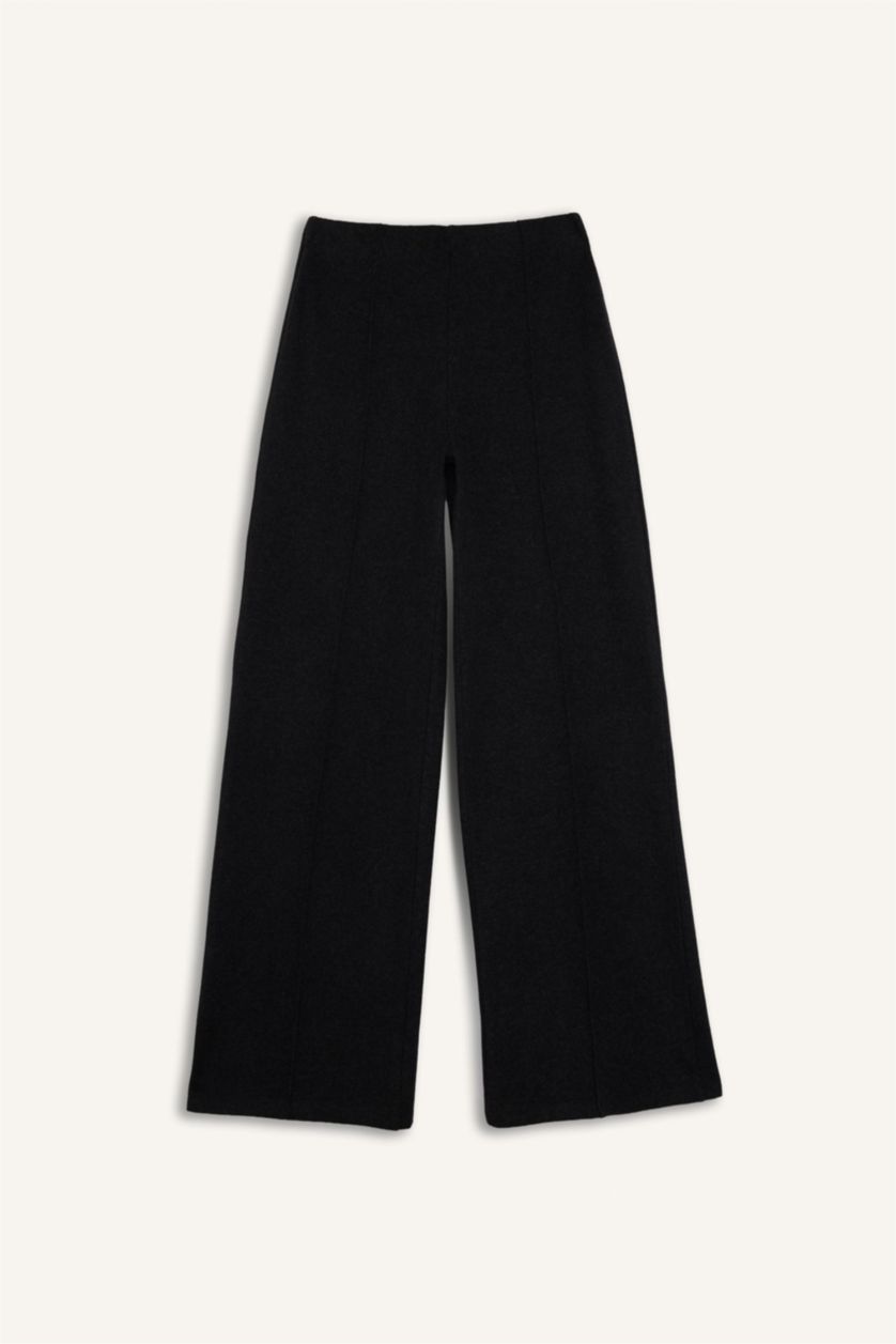 Woman Anthracite Melange Wide Leg Straight Leg Trousers