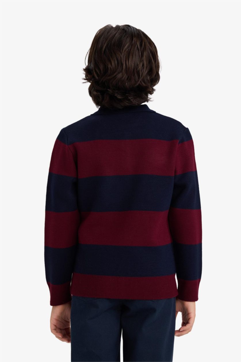 Boys & Teens NAVY Boy Polo Neck Color Block Knit Pullover