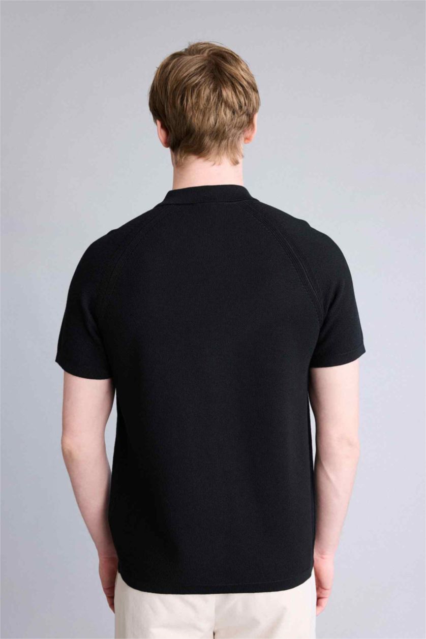 Ерлер қара Standard Fit қысқа жеңді поло футболка