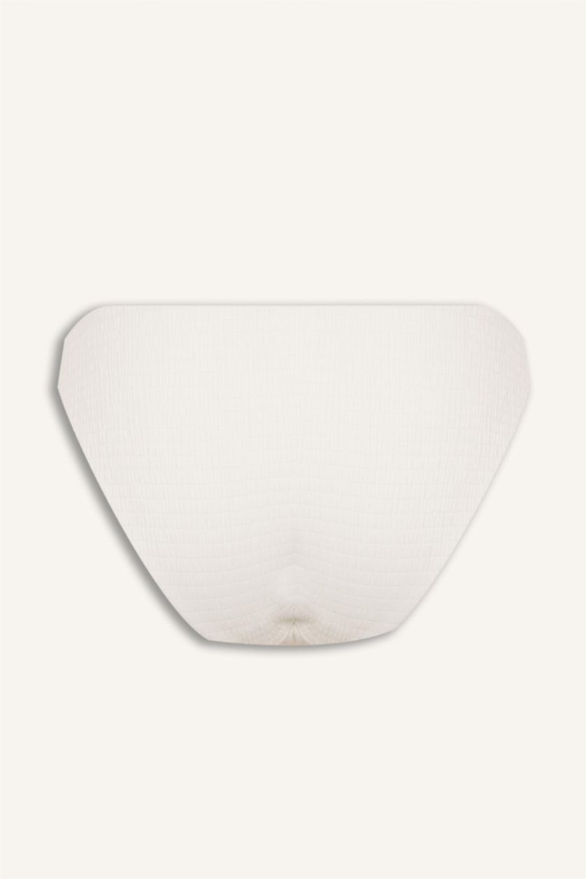 FEMME Blanc Bas de bikini blanc en tissu froissé Coupe régulière