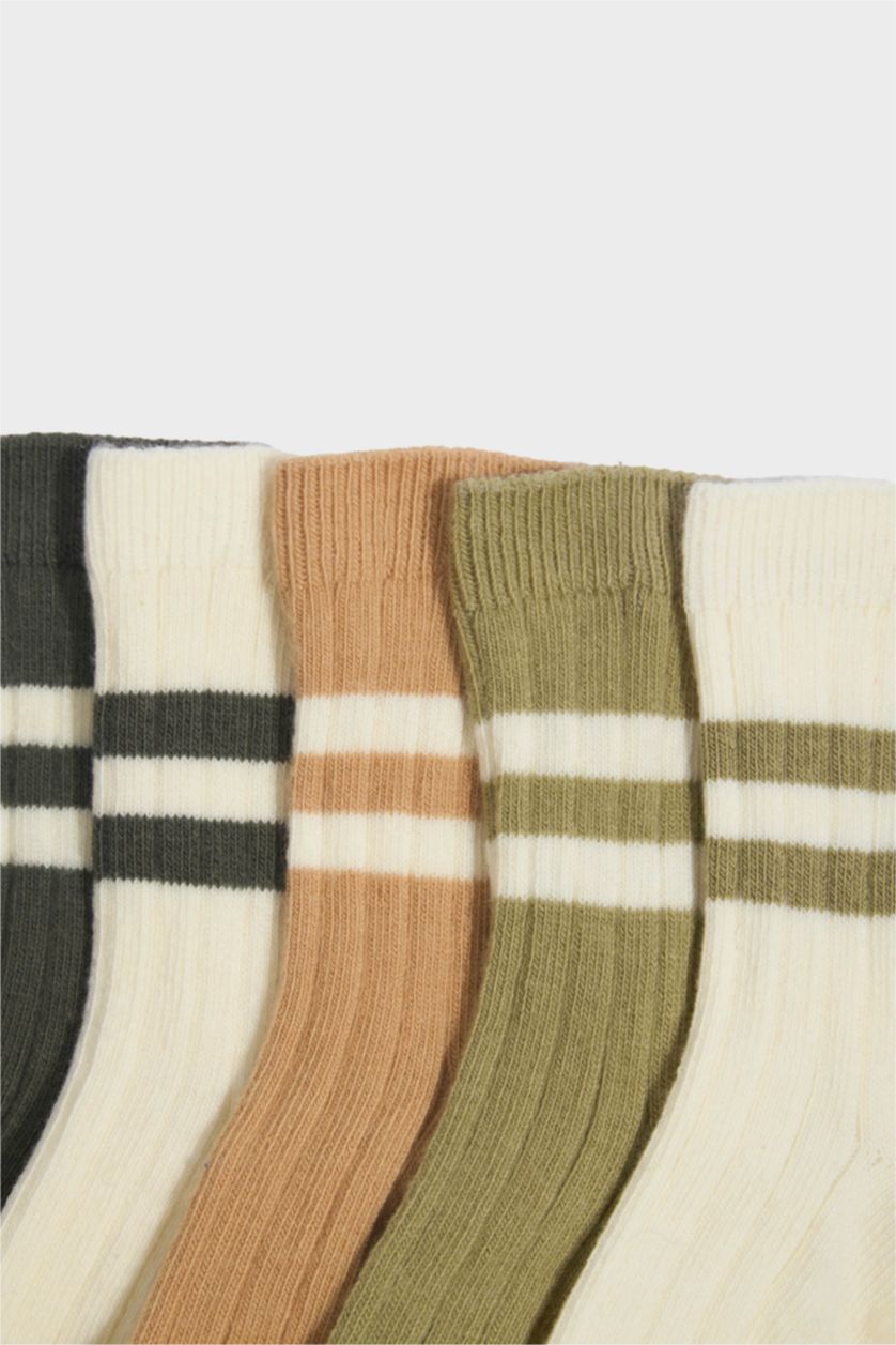 Erkek Bebek Karma Dikişsiz 5'li Pamuklu Uzun Çorap Erkek Bebek