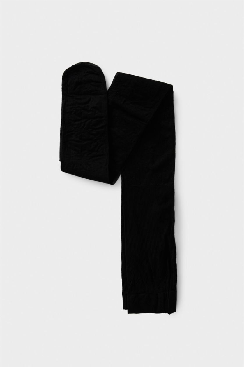 Kadın Siyah Kadın Baskılı 20 Denye Külotlu Çorap