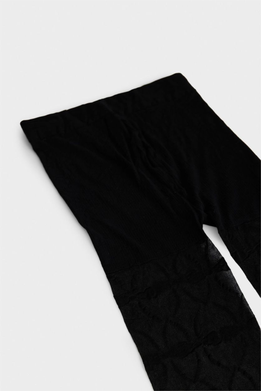 Kadın Siyah Kadın Baskılı 20 Denye Külotlu Çorap