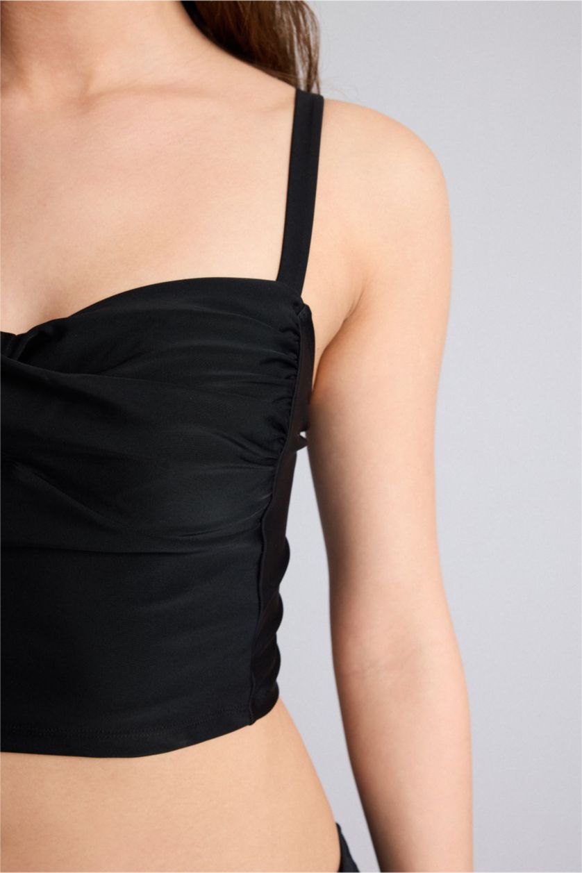 Kadın Siyah Slim Fit Bikini Üstü