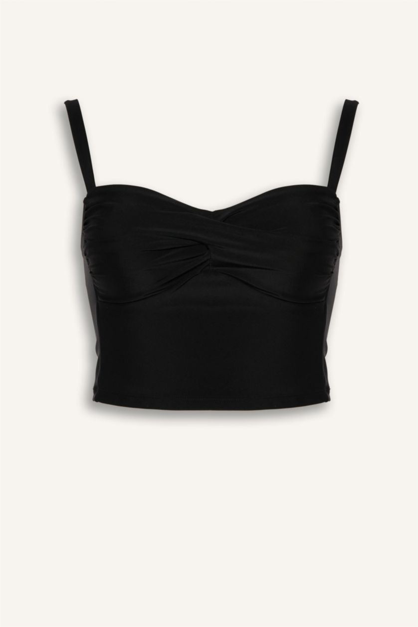 Kadın Siyah Slim Fit Bikini Üstü