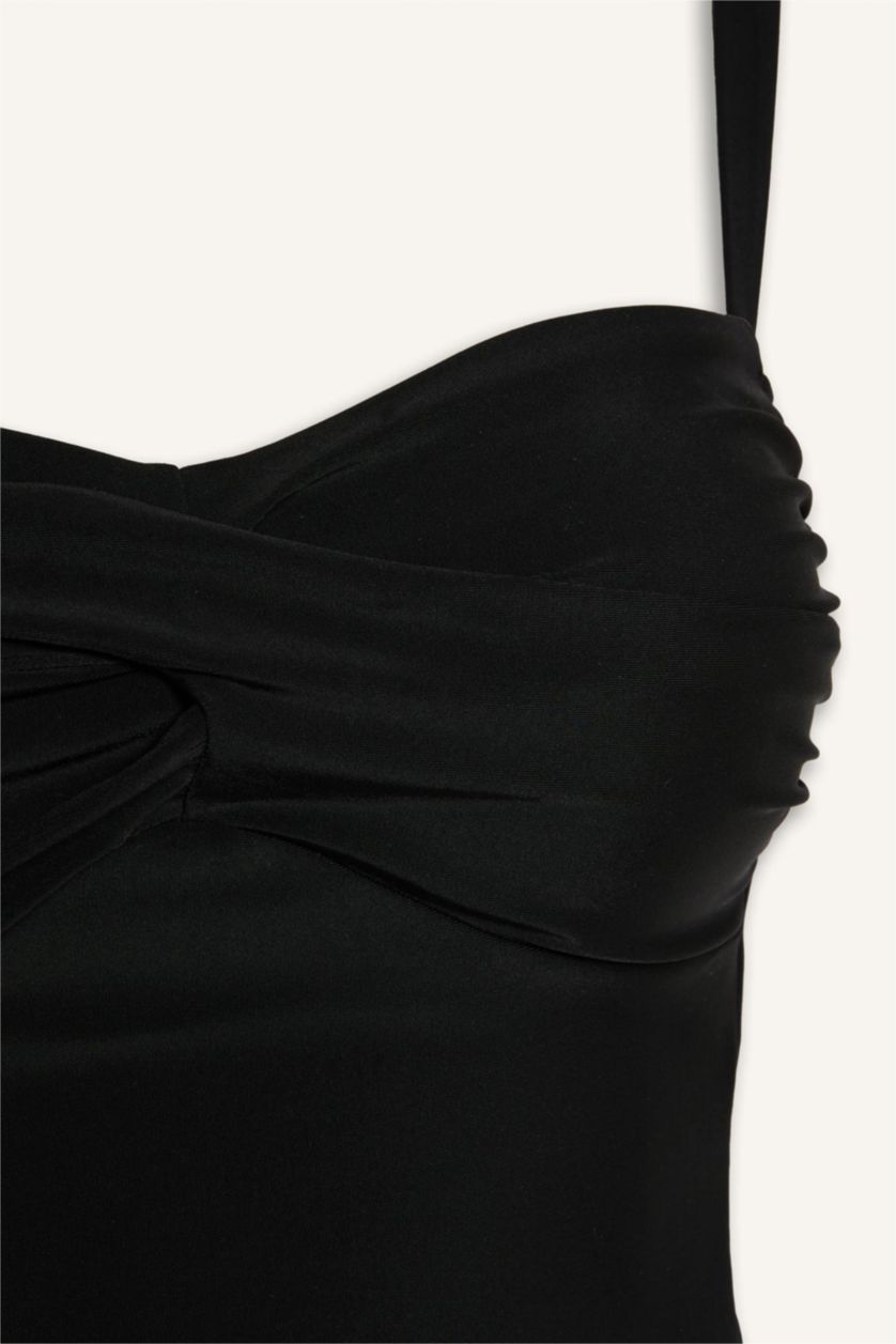 Kadın Siyah Slim Fit Bikini Üstü