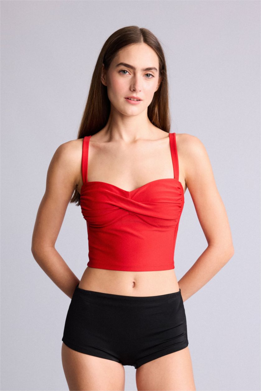 Kadın Kırmızı Slim Fit Bikini Üstü