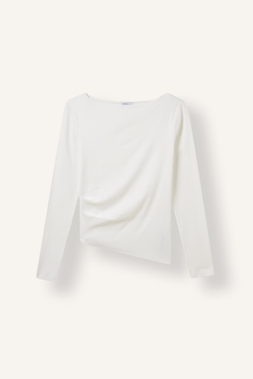 WOMAN Ecru Slim Fit Ribana Long Sleeve T-Shirt