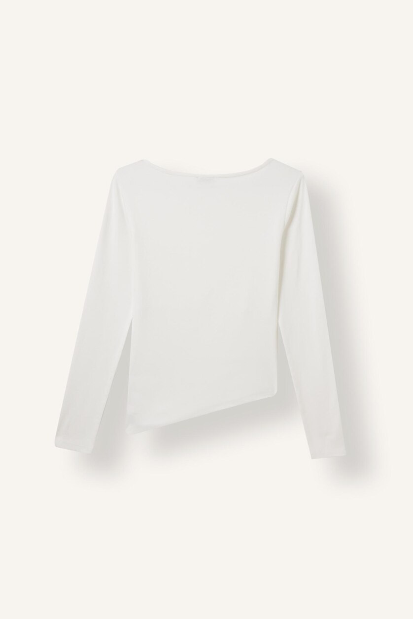 WOMAN Ecru Slim Fit Ribana Long Sleeve T-Shirt