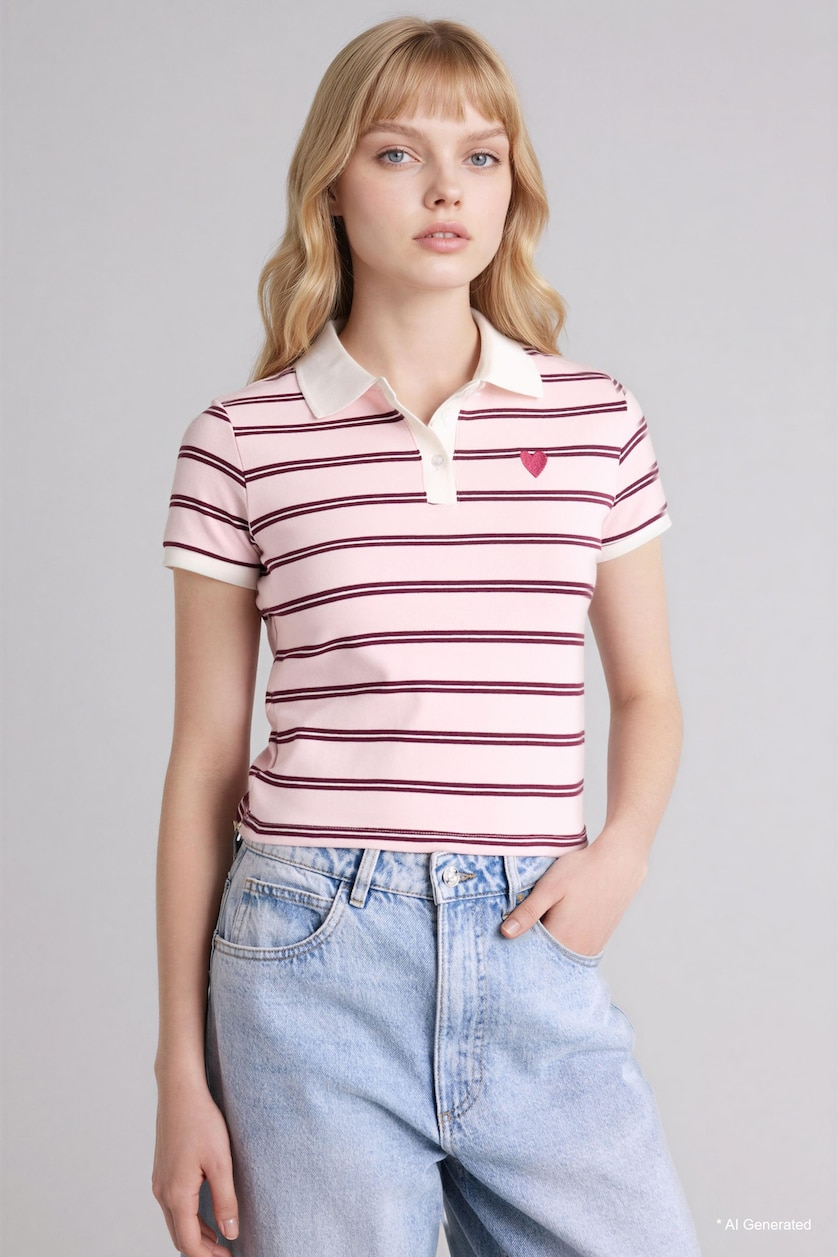 WOMAN Light Pink Regular Fit Crew Neck Short Sleeve T-Shirt