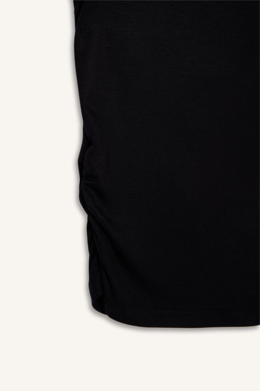 Женщины Черный Футболка Fitted из модала с коротким рукавом