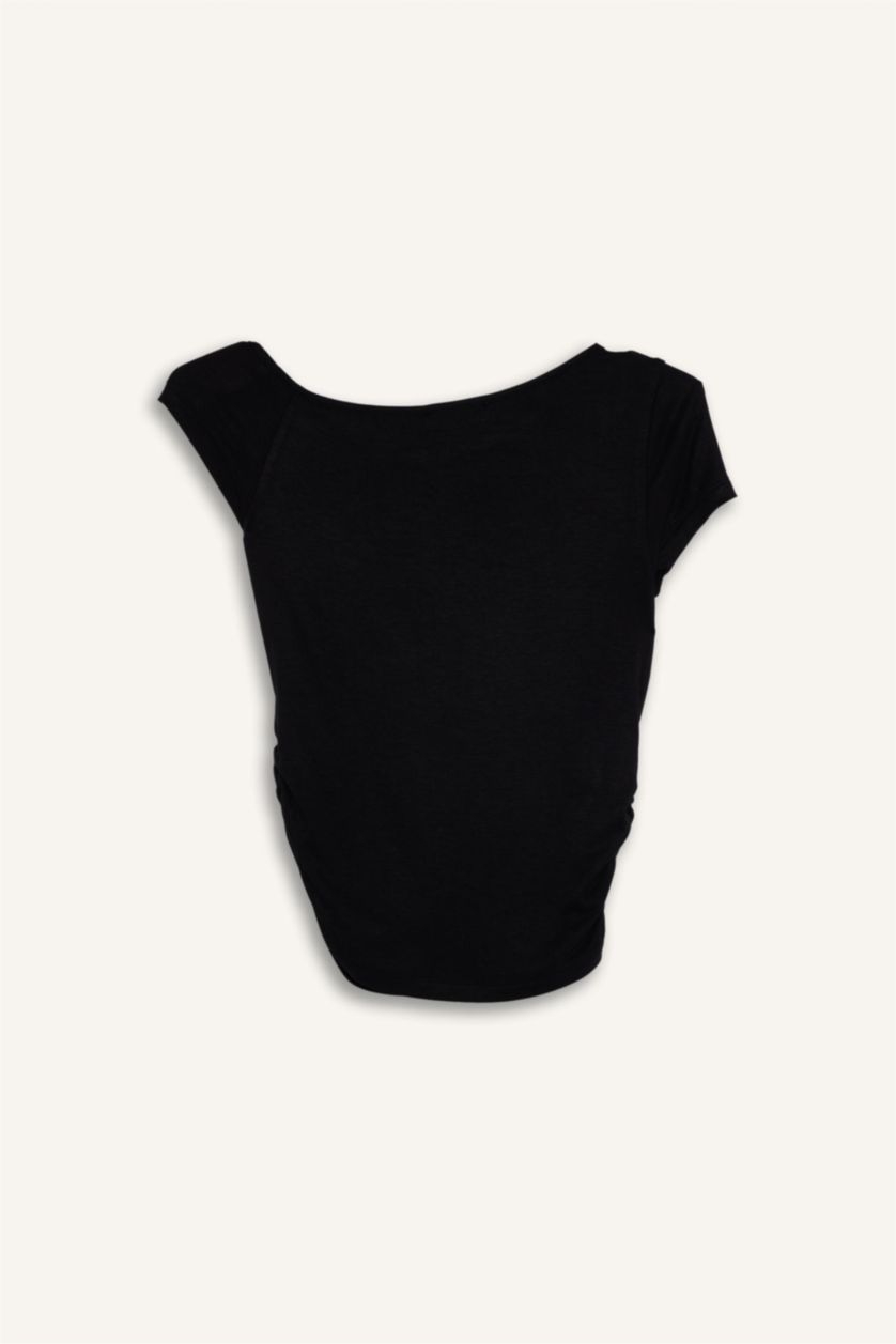 Женщины Черный Футболка Fitted из модала с коротким рукавом