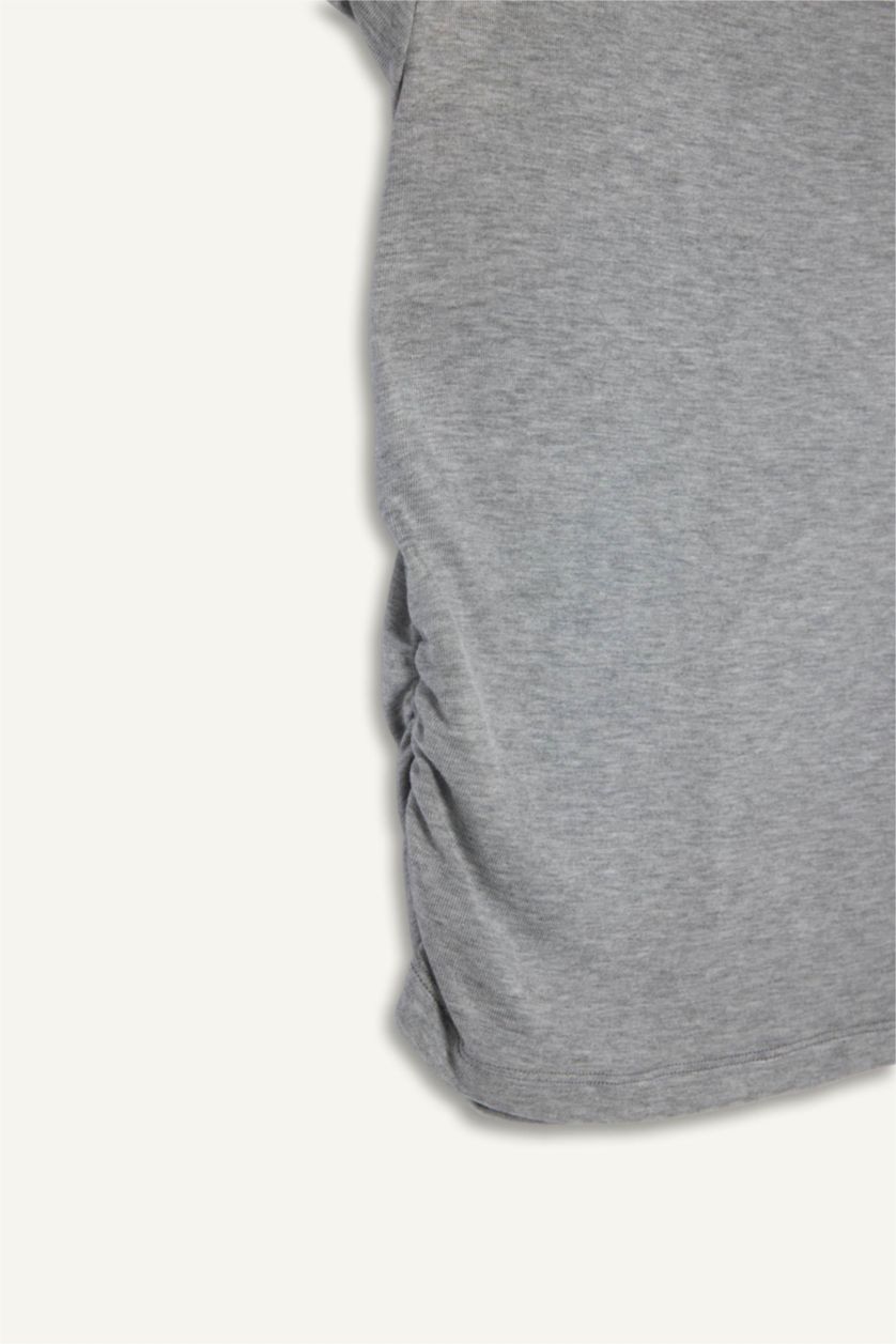 Женщины Серый меланж Футболка Fitted из модала с коротким рукавом