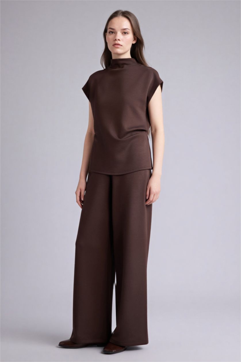 WOMAN Brown Wide Leg Modal Trousers