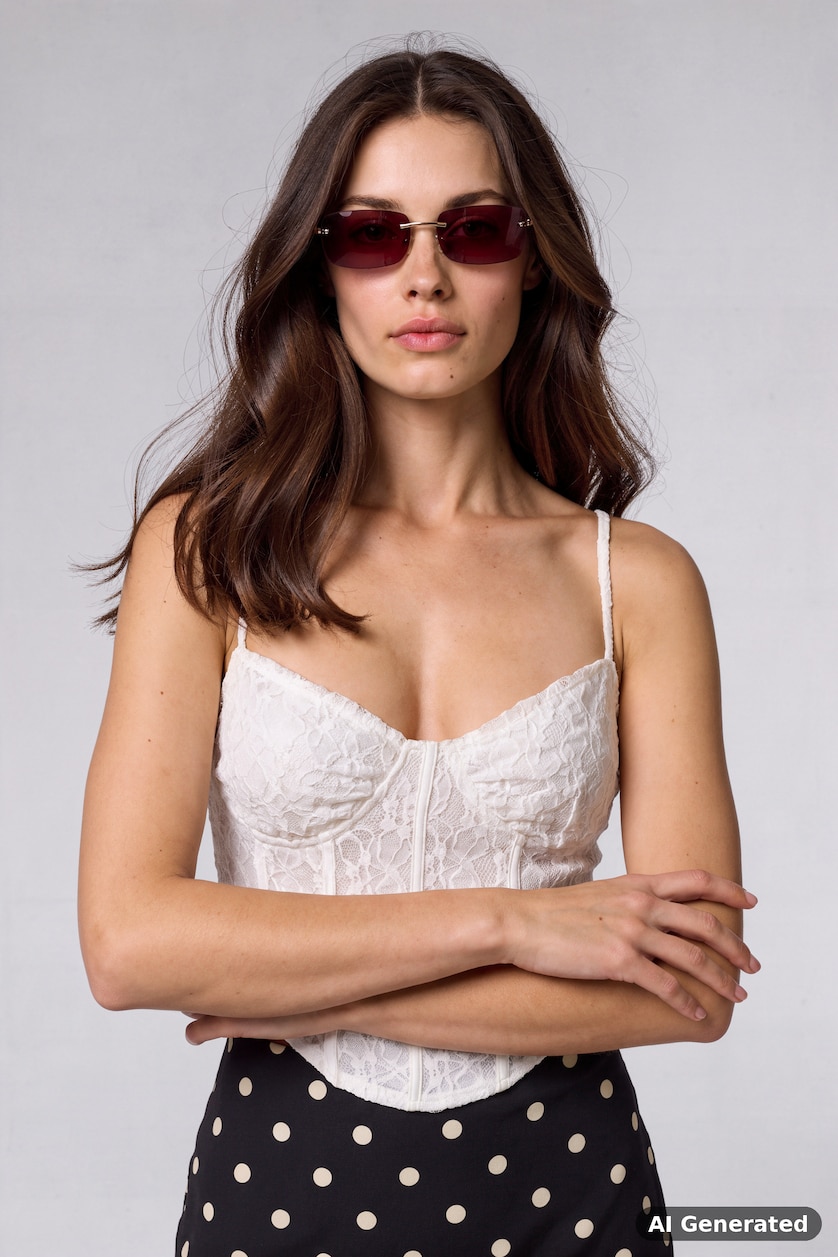 WOMAN Dark Bordeaux Woman Rectangular Metal Sunglasses