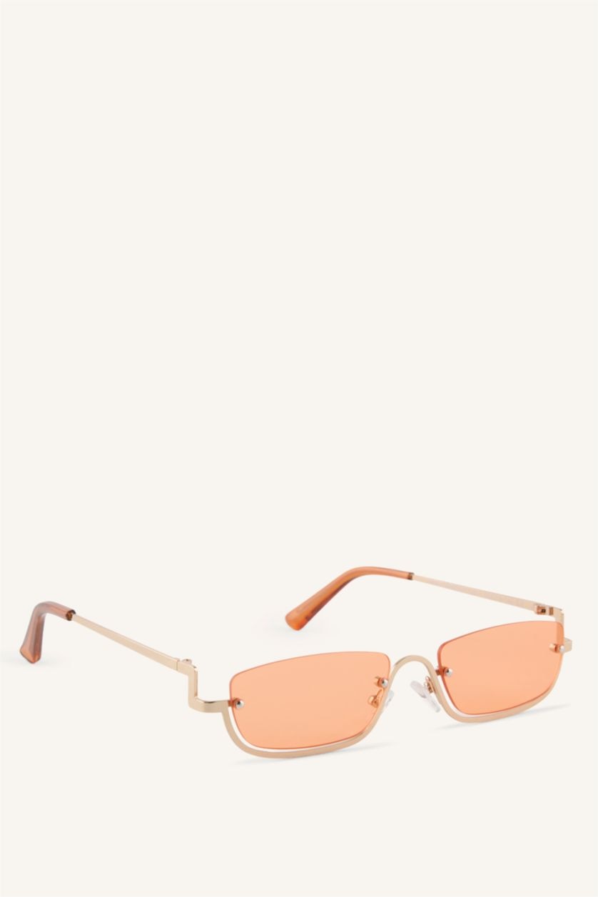 Woman Salmon Woman Oval Metal Sunglasses