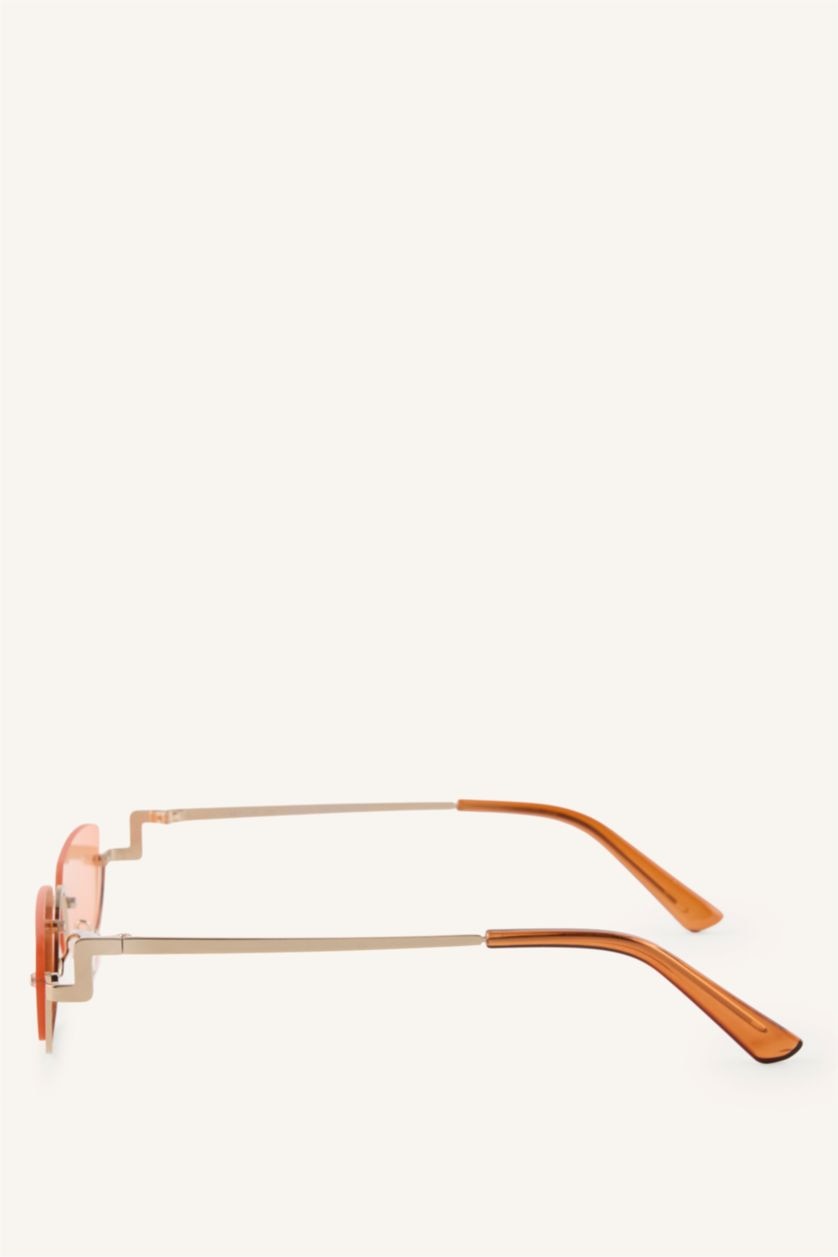 Woman Salmon Woman Oval Metal Sunglasses