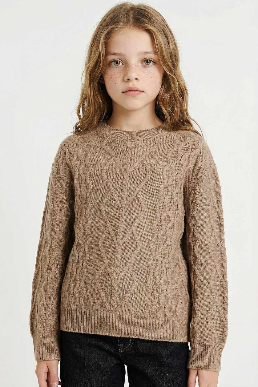 Kız Çocuk - Genç Kız Vizon Bisiklet Yaka Triko Kazak Kız Çocuk