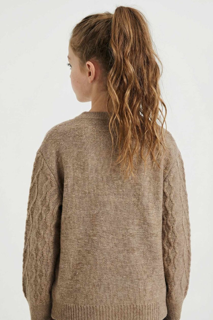 Kız Çocuk - Genç Kız Vizon Bisiklet Yaka Triko Kazak Kız Çocuk