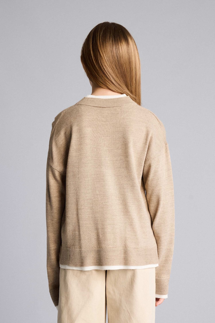 بنات فيزوني بلوز صوف بناتي قصة عادية بياخة مستديرة