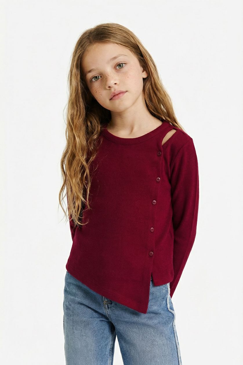 Girls & Teens Bordeaux Girl Christmas Themed Regular Fit Long Sleeve T-Shirt