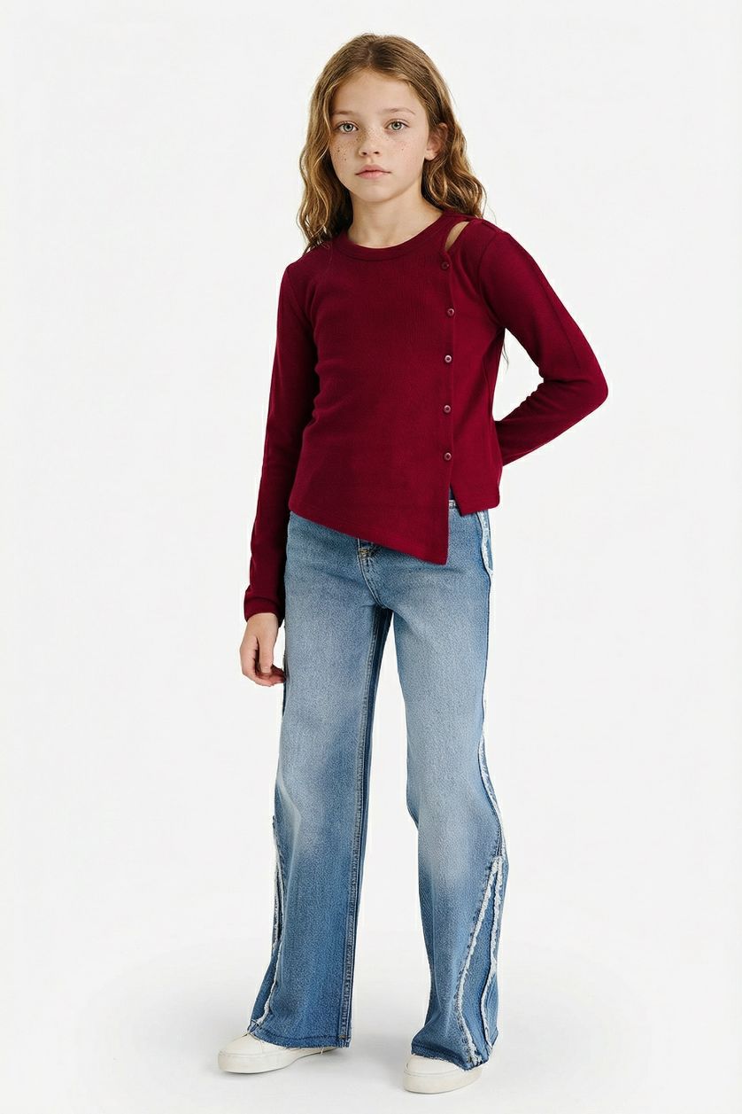 Girls & Teens Bordeaux Girl Christmas Themed Regular Fit Long Sleeve T-Shirt