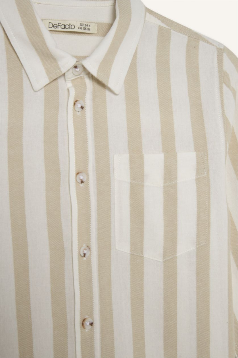 BOYS & TEENS Beige Boy Regular Fit Printed Long Sleeve Shirt