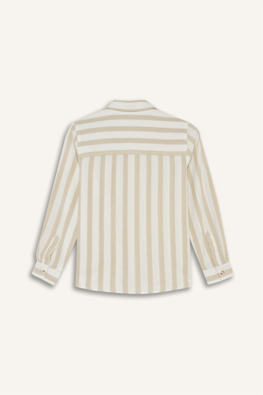 BOYS & TEENS Beige Boy Regular Fit Printed Long Sleeve Shirt