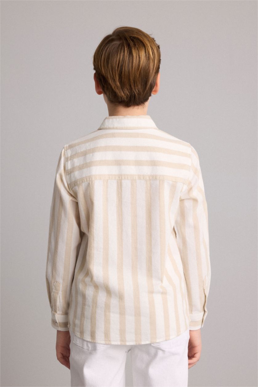 BOYS & TEENS Beige Boy Regular Fit Printed Long Sleeve Shirt