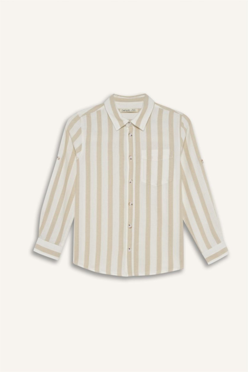 BOYS & TEENS Beige Boy Regular Fit Printed Long Sleeve Shirt